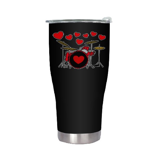 Valentines Drummer Drum Teacher Wedding Musician Stainless Steel Tumblers