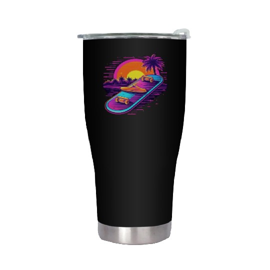 Skateboarding Skateboard Skates 80s 90s Retro Stainless Steel Tumblers