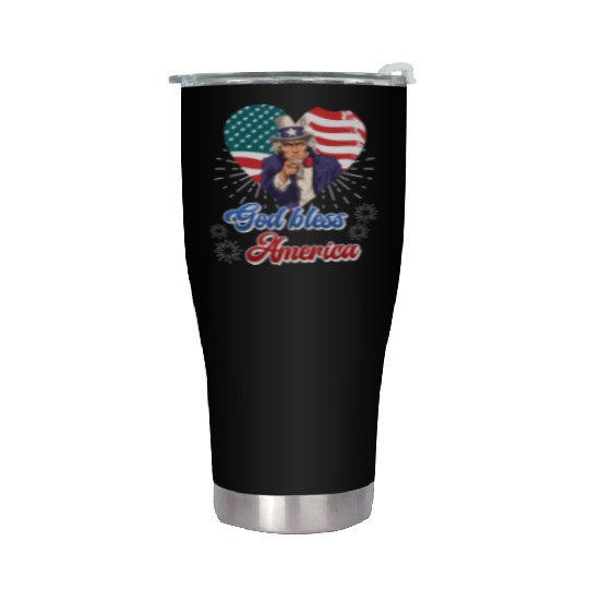 God Bless America Independence Day 4th July USA Stainless Steel Tumblers