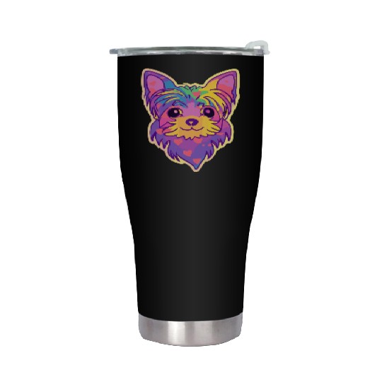 Yorkshire Terrier Rainbow Dog Lover Yorkie Stainless Steel Tumblers