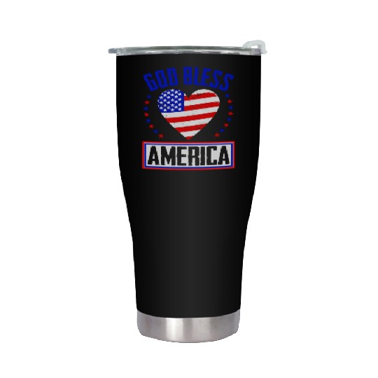 God Bless America Independence Day USA Patriot Stainless Steel Tumblers
