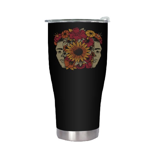 Frida Kahlo Head Flowers Stainless Steel Tumblers