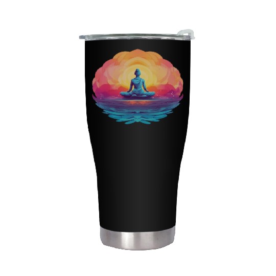 Women's Yoga Meditation Lotus Design Stainless Steel Tumblers
