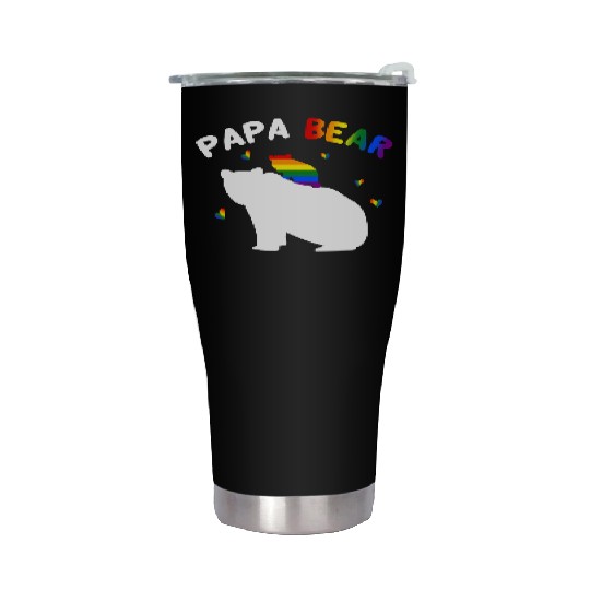 Rainbow LGBT Papa-Bear Gay Pride Equal Rights Stainless Steel Tumblers