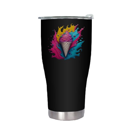 Neon Ice Cream Splash Stainless Steel Tumblers