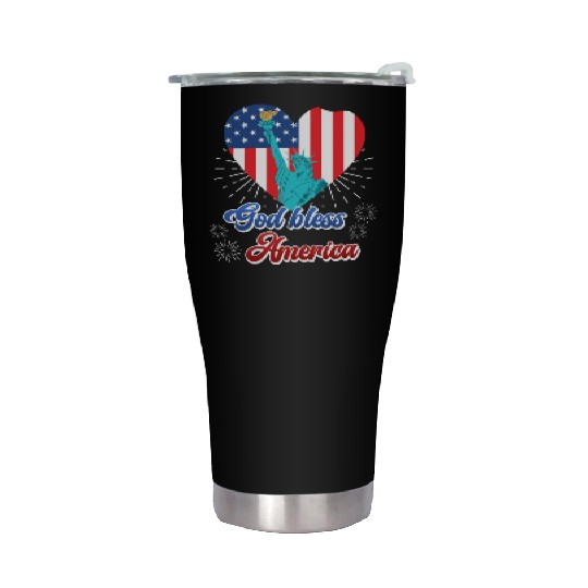 God Bless America Independence Day 4th July USA Stainless Steel Tumblers