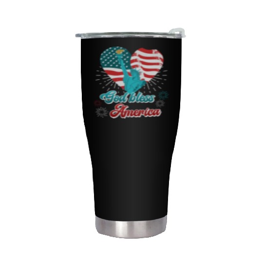 God Bless America Independence Day 4th July USA Stainless Steel Tumblers