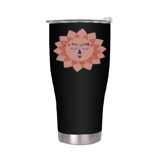 Colorful Cute Funny Sun Frida Kahlo Portrait Viva Stainless Steel Tumblers