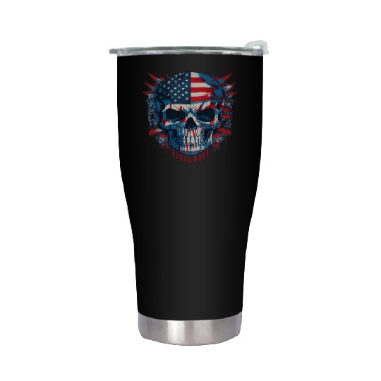 Patriotic 4th of July Skull Graphic Stainless Steel Tumblers