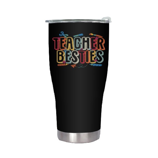 Teacher Besties Bestfriend Matching Teacher Bestie Stainless Steel Tumblers