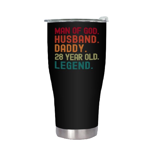 Man of God Husband Dad Funny 28th Birthday Stainless Steel Tumblers