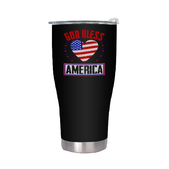 God Bless America Independence Day USA Patriot Stainless Steel Tumblers