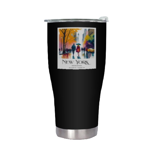 Couple walking in the streets of New York City Stainless Steel Tumblers