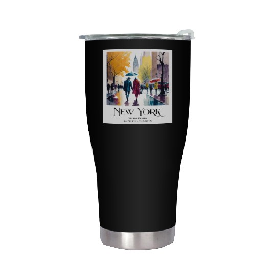 Couple walking in the streets of New York City Stainless Steel Tumblers
