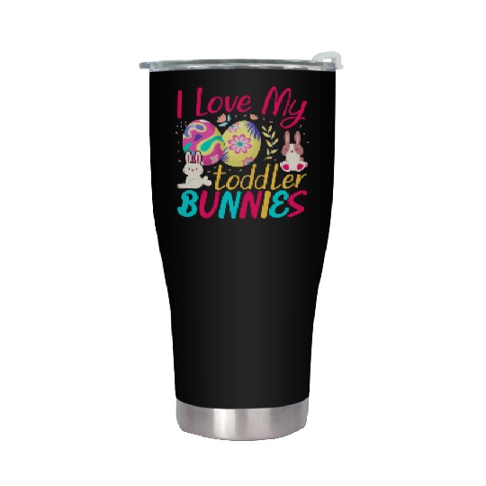 I Love My Toddler Bunnies Teacher Easter Design Stainless Steel Tumblers