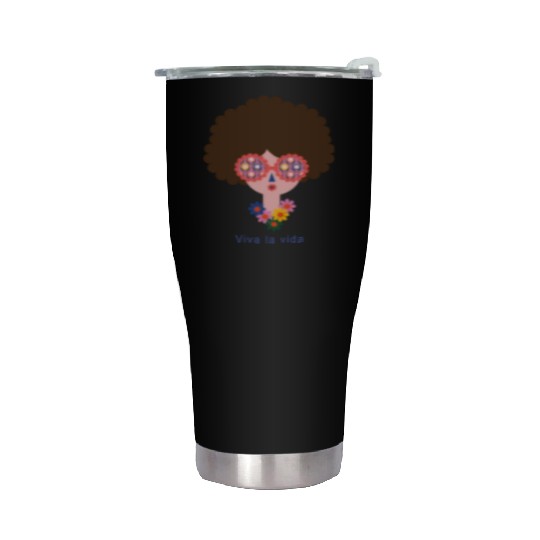 Cute Frida Kahlo In Colorful Summer Vacation Stainless Steel Tumblers