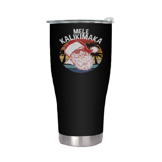 Mele Kalikimaka Hipster Santa Palm Trees Stainless Steel Tumblers