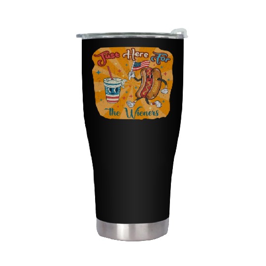 I'm Just Here For The Wieners Cartoon Hot Dog 4Th Stainless Steel Tumblers