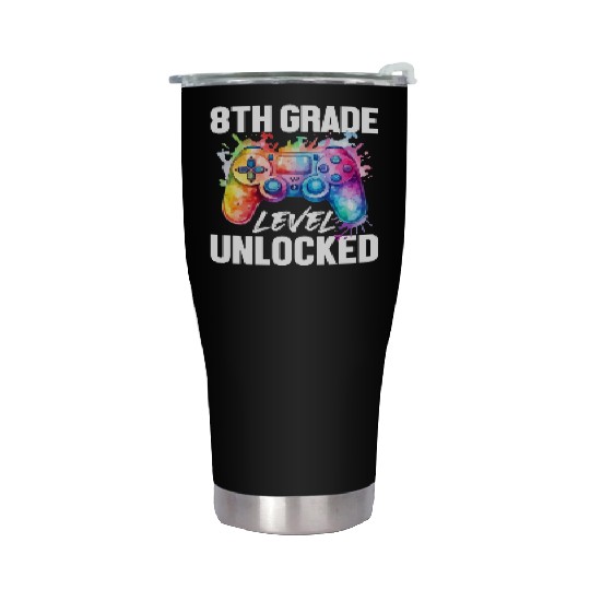 8th Grade Level Unlocked Back to School Video Game Stainless Steel Tumblers