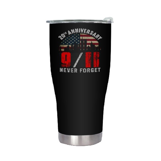 Vintage 20th Anniversary 911 Never Forget 2001 Stainless Steel Tumblers