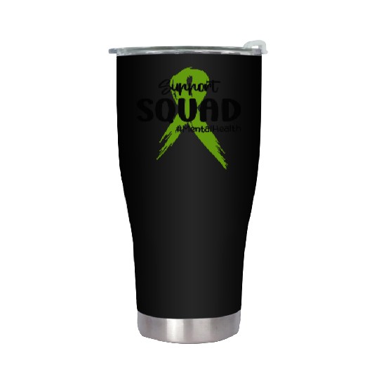 Support Squad Mental Health Awareness Lime Green Stainless Steel Tumblers