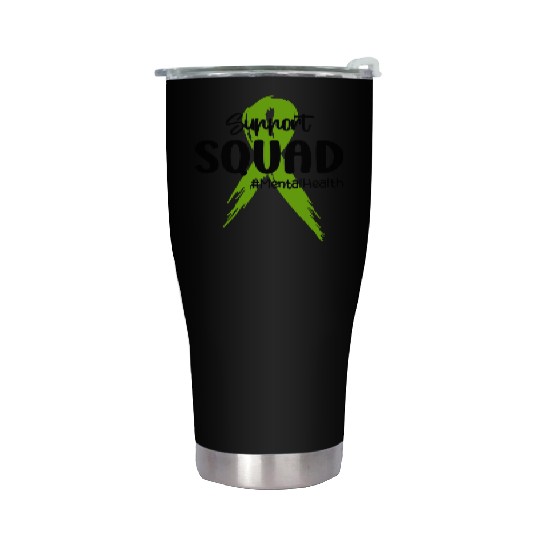 Support Squad Mental Health Awareness Lime Green Stainless Steel Tumblers