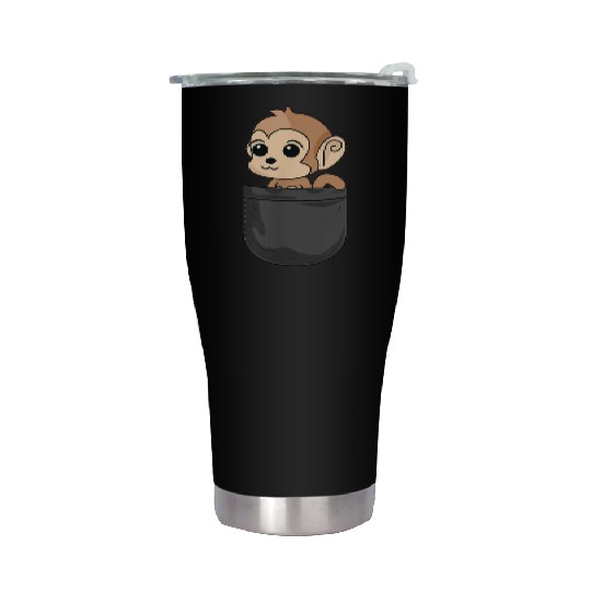 Monkey In Pocket Funny Animal Lover Gift Stainless Steel Tumblers