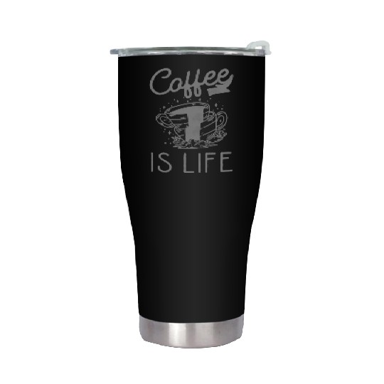 Coffee Is Life Coffee Lover Grey Stainless Steel Tumblers