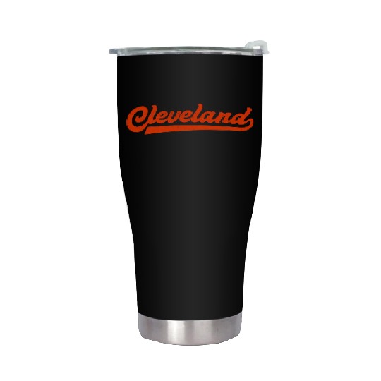 I Love Cleveland Ohio Sports Script Stainless Steel Tumblers