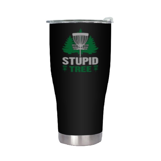 Funny Disc Golf Stupid Tree Art Frisbee Stainless Steel Tumblers