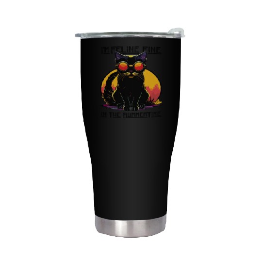 FELINE Fine | Cat Lover Summer Animal Beach Party Stainless Steel Tumblers