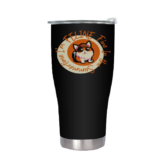 I'm FELINE Fine | Cat Lover Summer Animal Party Stainless Steel Tumblers