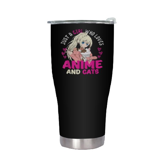 Anime Otaku Cats Japanese Anime Girl Kawaii Cat Stainless Steel Tumblers