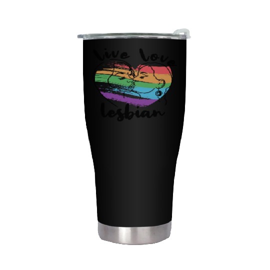 Live Love Lesbian Rainbow Lgbtq Gay Pride Queer Stainless Steel Tumblers