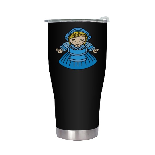 Cute Chibi Farmer Girl Stainless Steel Tumblers