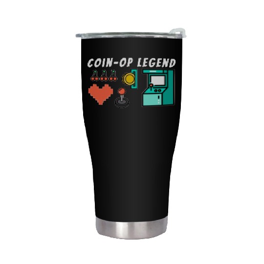 Coin Op Legend Arcade Gaming 80s Retro Gamer Stainless Steel Tumblers