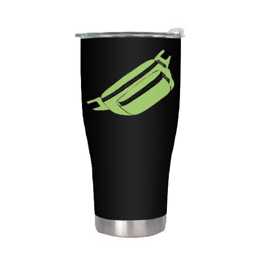 Lime Green Fanny Pack Illustration Stainless Steel Tumblers