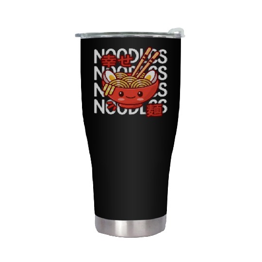 Kawaii Ramen Noodle Bowl Noodles Red Stainless Steel Tumblers
