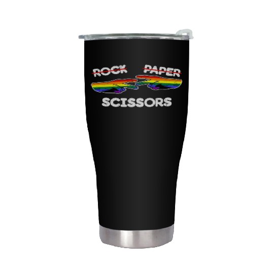Rock Paper Scissors Funny Lesbian Pride LGBT Fun Stainless Steel Tumblers