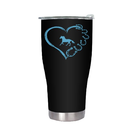 Horseshoe Heart Horse Mom Horseback Riding Stainless Steel Tumblers