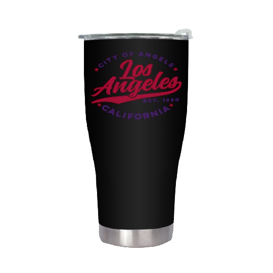 Los Angeles City Of Angels California Red Text Stainless Steel Tumblers