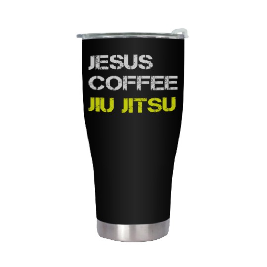 Jesus Coffee Jiu Jitsu Bjj Wrestling Mma Judo Mial Stainless Steel Tumblers