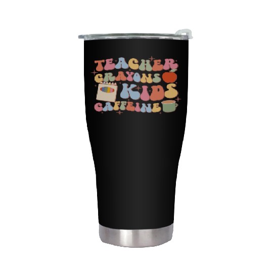Teacher Crayons Kids Caffeine, Back To School Stainless Steel Tumblers