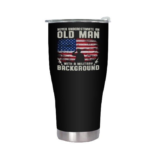 Never Underestimate An Old Man US Army Veteran Stainless Steel Tumblers