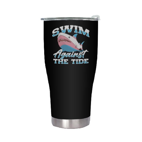 Shark Lover Transgender Pride Flag Trans LGBT Stainless Steel Tumblers