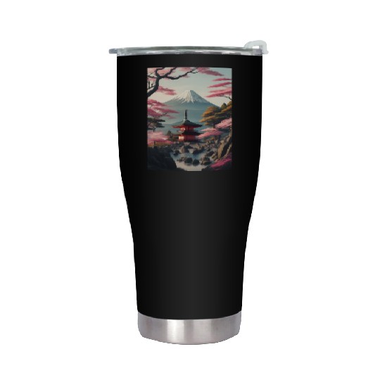 Asia Landscape Serene Mount Fuji Stainless Steel Tumblers