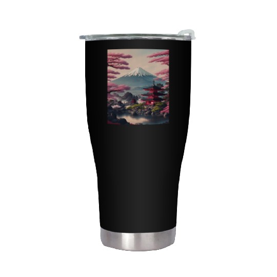 Asia Landscape Serene Mount Fuji Stainless Steel Tumblers
