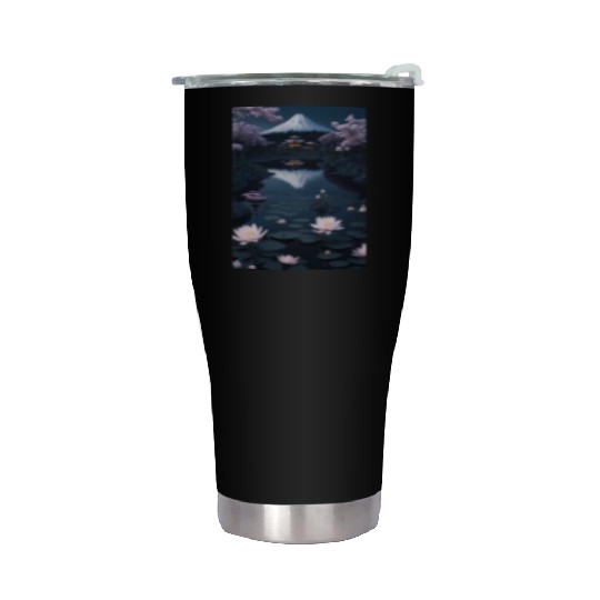 Asia Landscape by night Serene Mount Fuji Stainless Steel Tumblers