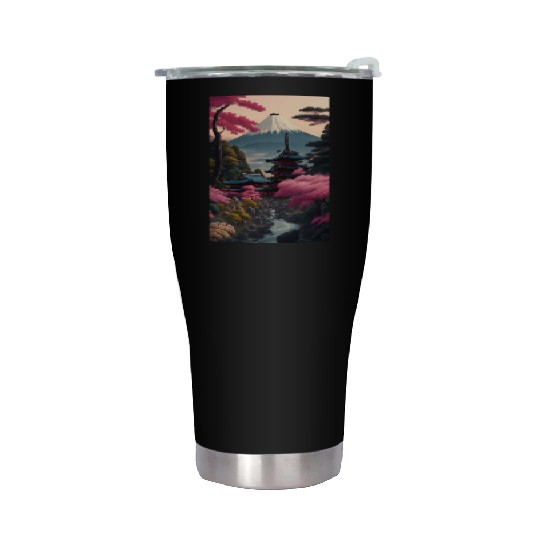 Asia Landscape Serene Mount Fuji Stainless Steel Tumblers