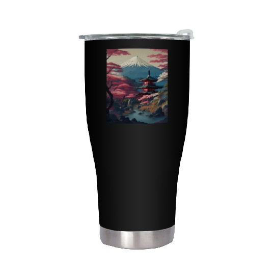 Asia Landscape Serene Mount Fuji Stainless Steel Tumblers